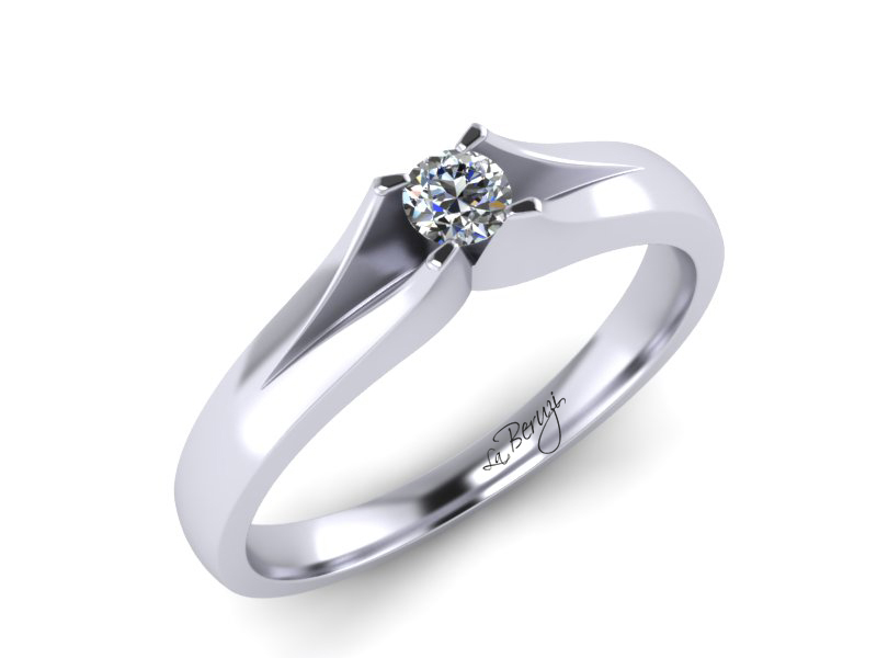 Inel de logodna din aur alb 14K cu diamant de 0,08 ct - MDA066 V1 LA Beruzi