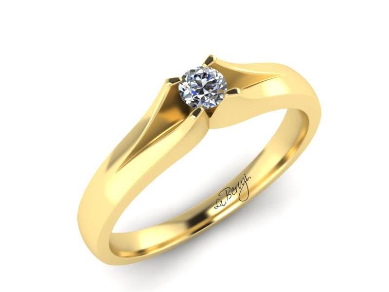 Inel de logodna din aur galben 14K cu diamant de 0,15 ct - MDA066 V3 LA Beruzi