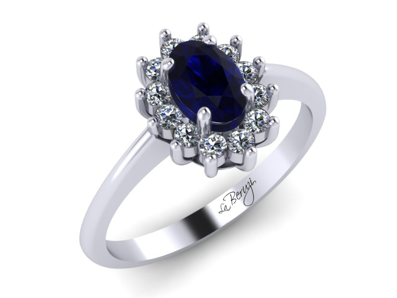 Inel de logodna din aur alb 14K cu Smarald si Diamante - MDS012d