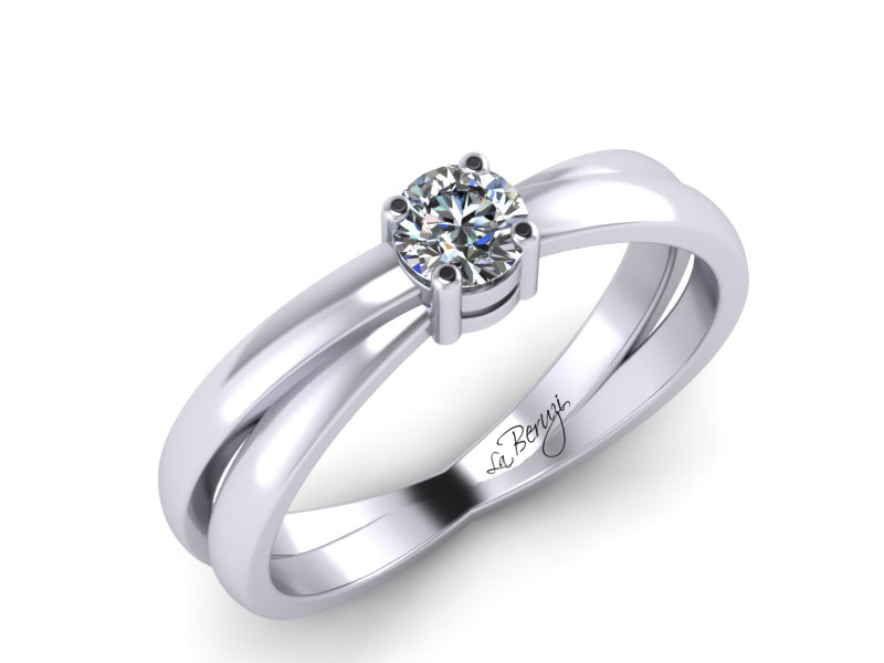 Inel de logodna din aur alb 14K cu diamant de 0,15 ct - MDA065 V2 LA Beruzi