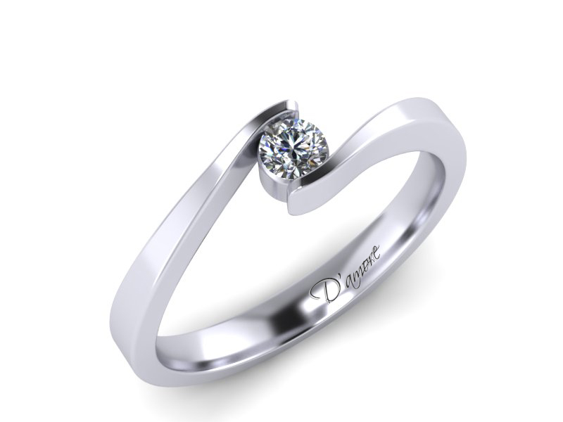 Inel de logodna din aur alb 14K cu diamant de 0,10 ct - MDA006 V2