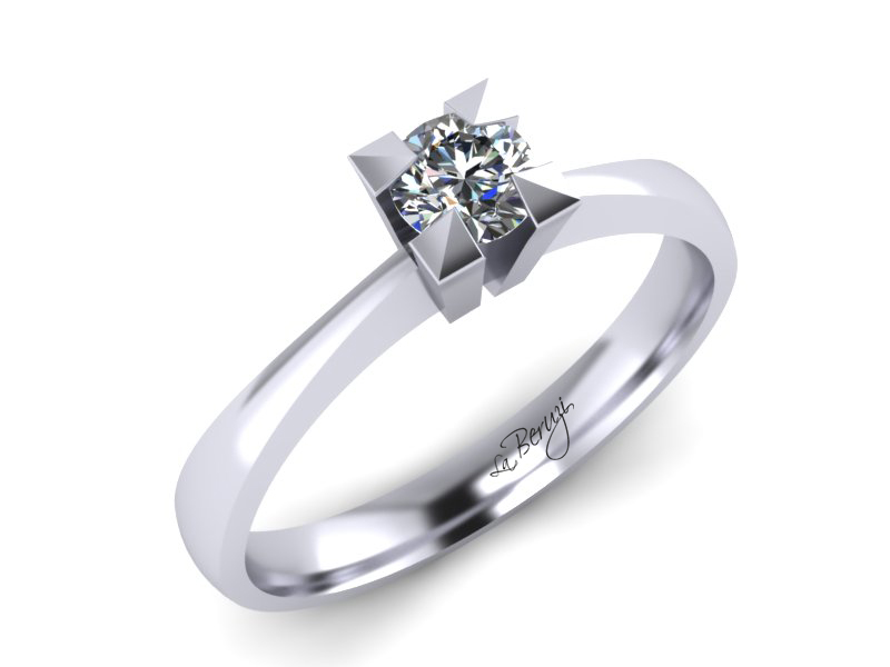 Inel de logodna din aur alb 14K cu diamant de 0,25 ct - MDA064d LA Beruzi
