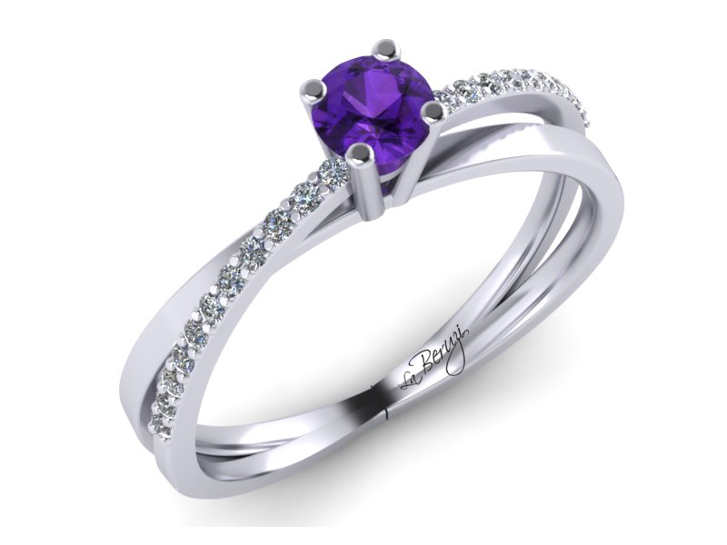 Inel de logodna din aur alb 14K cu diamante de 0,14 ct - MDM053d