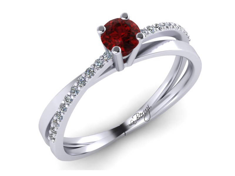 Inel de logodna din aur alb 14K cu diamante de 0,14 ct - MDR053d