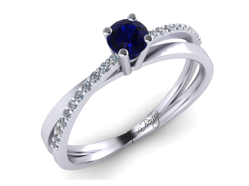 Inel de logodna din aur alb 14K cu diamante de 0,14 ct - MDS053d