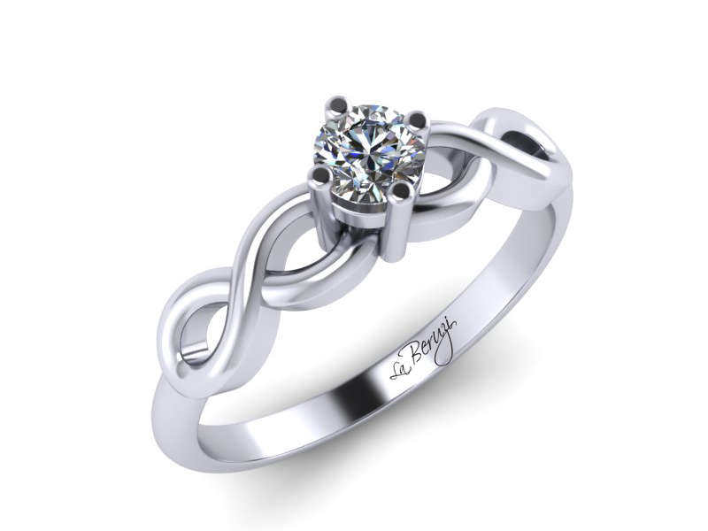 Inel de logodna din aur alb 14K cu diamant de 0,12 ct - MDA068 V1