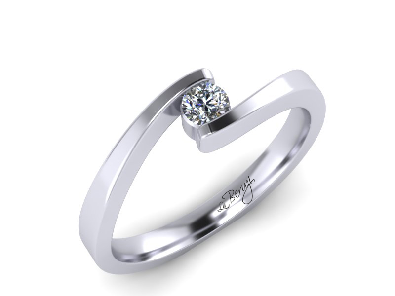 Inel de logodna din aur alb 14K cu diamant de 0,12 ct - MDA072d V1 LA Beruzi