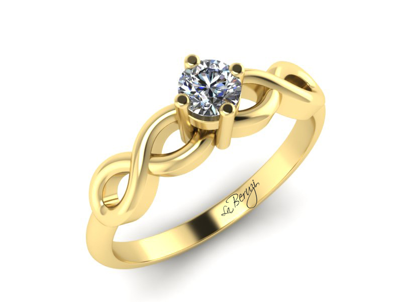 Inel de logodna din aur galben 14K cu diamant de 0,20 ct - MDA 068 V3 LA Beruzi