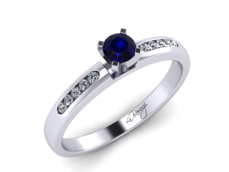 Inel de logodna din aur alb 14K cu Safir si diamante -MDS035d LA Beruzi