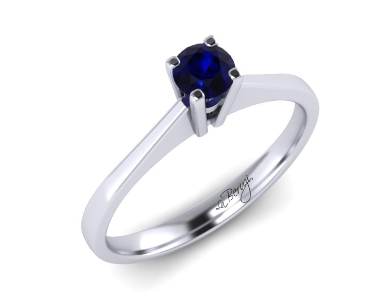 Inel de logodna din aur alb 14K cu Safir - MDS046d