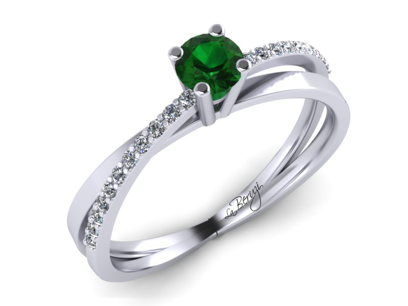 Inel de logodna din aur alb 14K cu diamante de 0,14 ct - MDZ053d