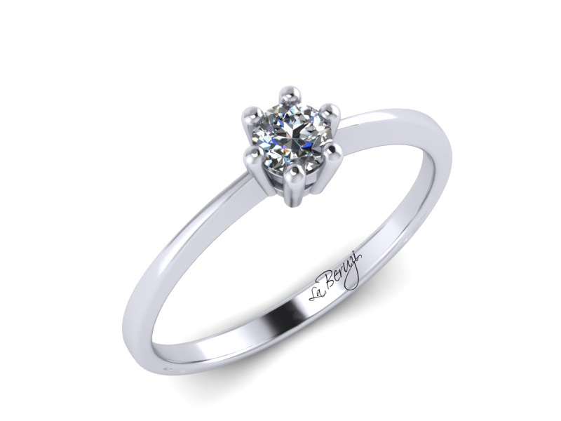 Inel de logodna din aur alb 14K cu diamant de 0,15 ct - MDA040