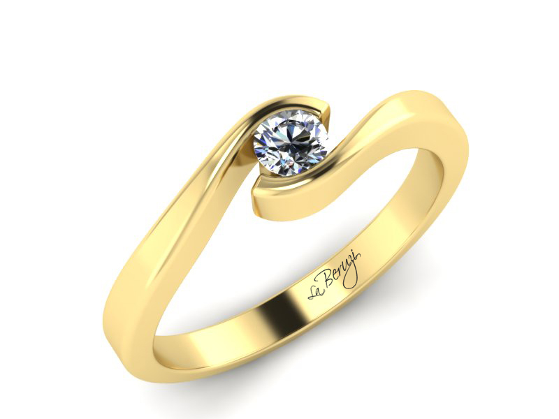 Inel de logodna din aur galben 14K cu diamant de 0,12 ct - MDA006 V3