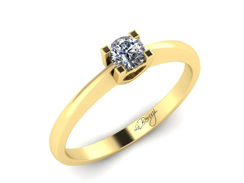 Inel de logodna aur galben 14K 1 x diamant 0,10 - MDA011 V3