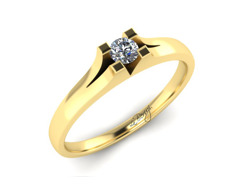 Inel de logodna din aur galben 14K cu diamant de 0,15 ct - MDA015 V3