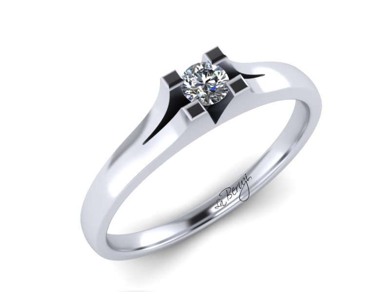 Inel de logodna din aur alb 14K cu diamant de 0,10 ct - MDA015 V1