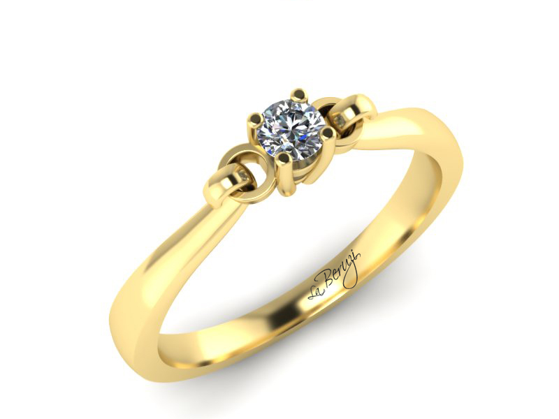 Inel de logodna din aur galben 14K cu diamant de 0,12 ct - MDA019 V3