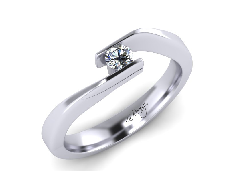 Inel de logodna din aur alb 14K cu diamant de 0,15 ct - MDA034