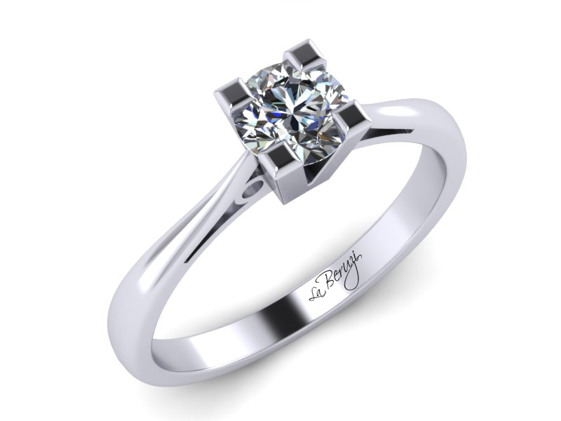 Inel de logodna din aur alb 14K cu diamant de 0,12 ct - MDA021 V1