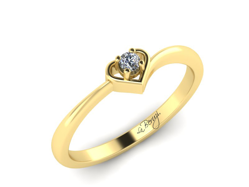 Inel de logodna din aur galben 14K cu diamant de 0,05 ct - MDA018 V3