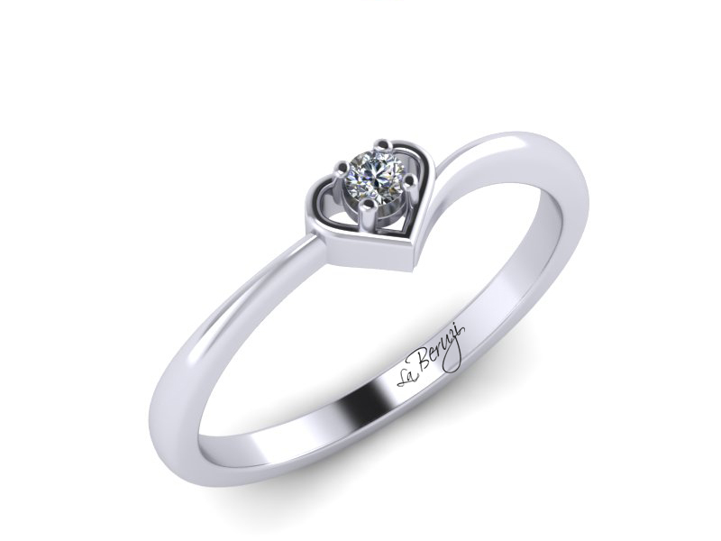 Inel de logodna din aur alb 14K cu diamant de 0,08 ct - MDA018