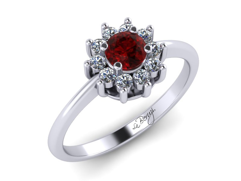Inel de logodna din aur alb 14K cu Rubin si diamante de 0,13 ct - MDR030