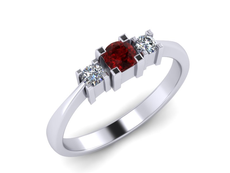 Inel de logodna din aur alb 14K cu Rubin si diamante de 0,08 ct  - MDR013