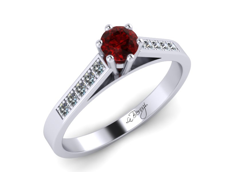 Inel de logodna din aur alb 14K cu Rubin si diamante de 0,12 ct - MDR026