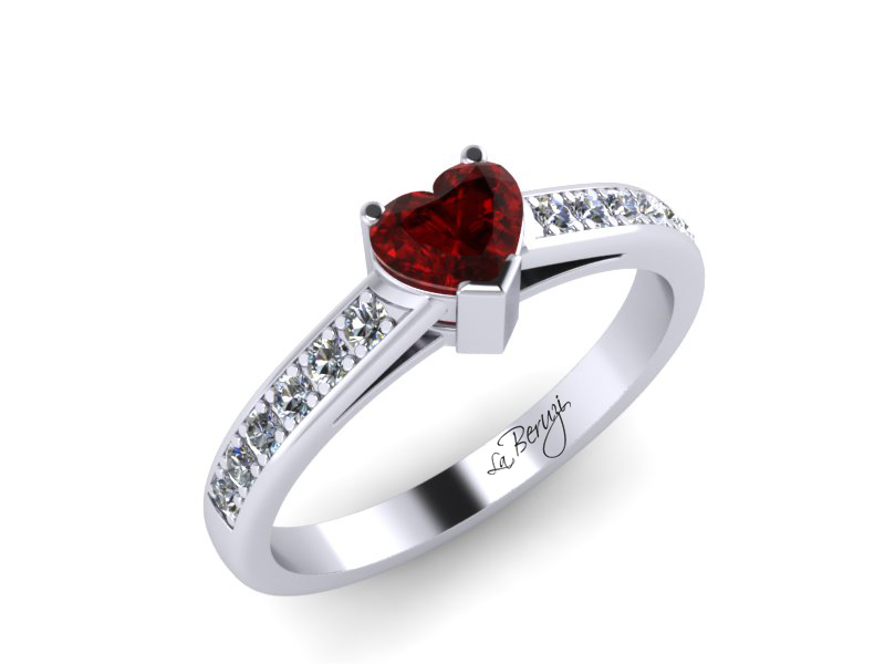 Inel de logodna din aur alb 14K cu Rubin si diamante de 0,12 ct - MDR005