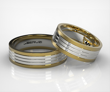 Verighete din aur alb si galben de 14k ss 177