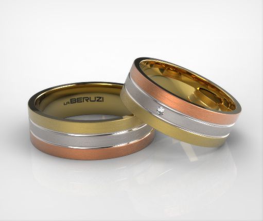 Verighete din aur galben alb si roz 14k SS 068