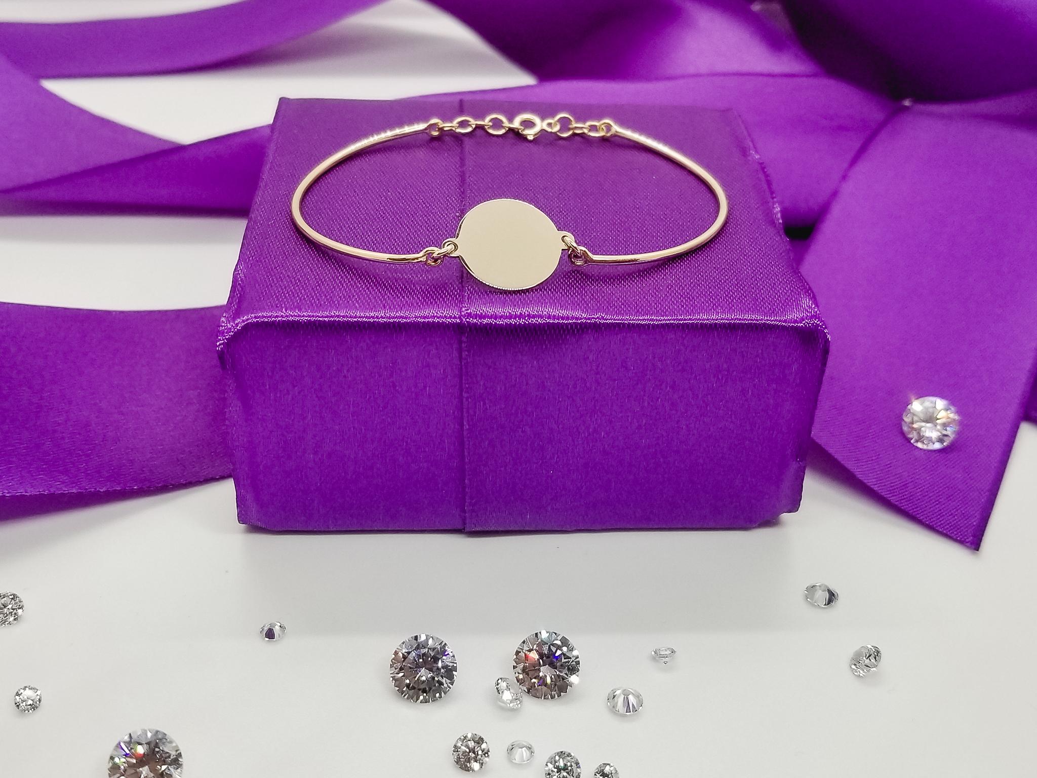 Bratara Fixa din aur galben de 14K cu medalion FATI 101