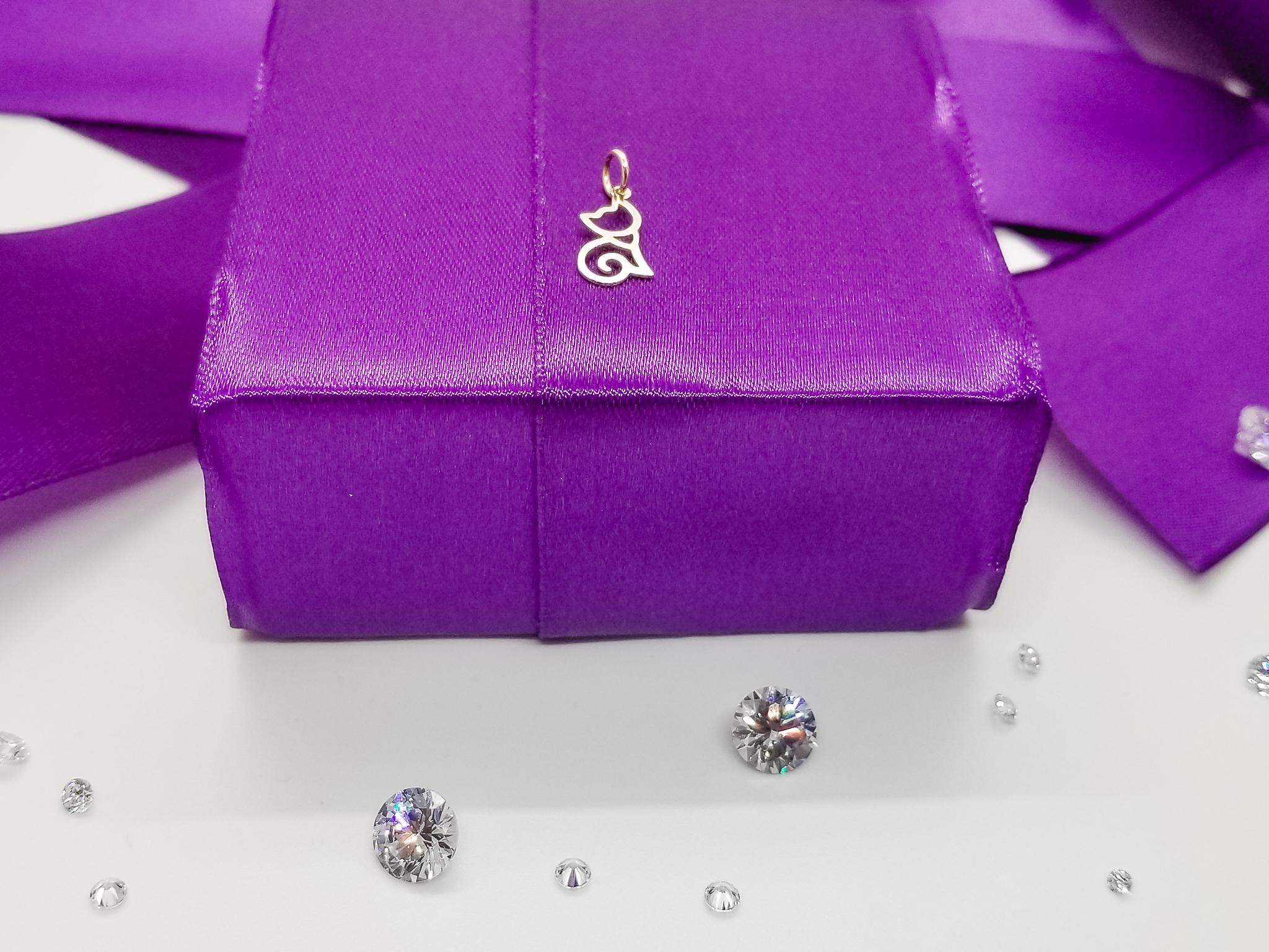 Medalion Pisica din aur galben de 14K FATI 127.